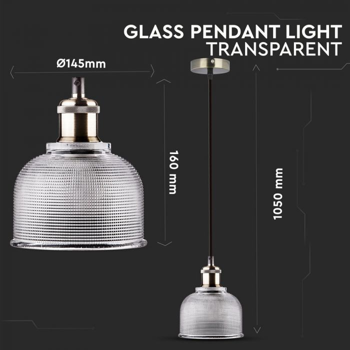 LED E27 PENDANT TRANSPARENT 15X16X105 GLASS