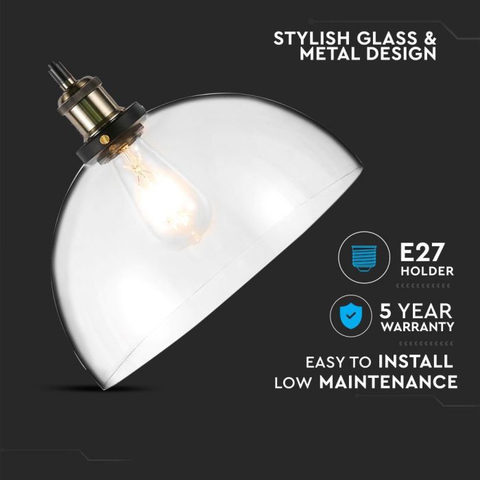 LED E27 PENDANT TRANSPARENT 30X25X115 VINTAGE GLASS