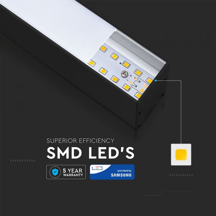 LED LINEAR HANGING SUSPENSION 40W CW 4000lm 120° 1200X35X67 ALUMINIUM SAMSUNG BLACK A++