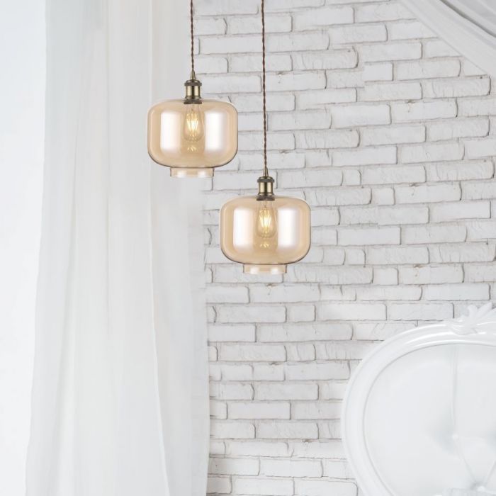 LED E27 PENDANT VINTAGE AMBER 25X28X118 GLASS