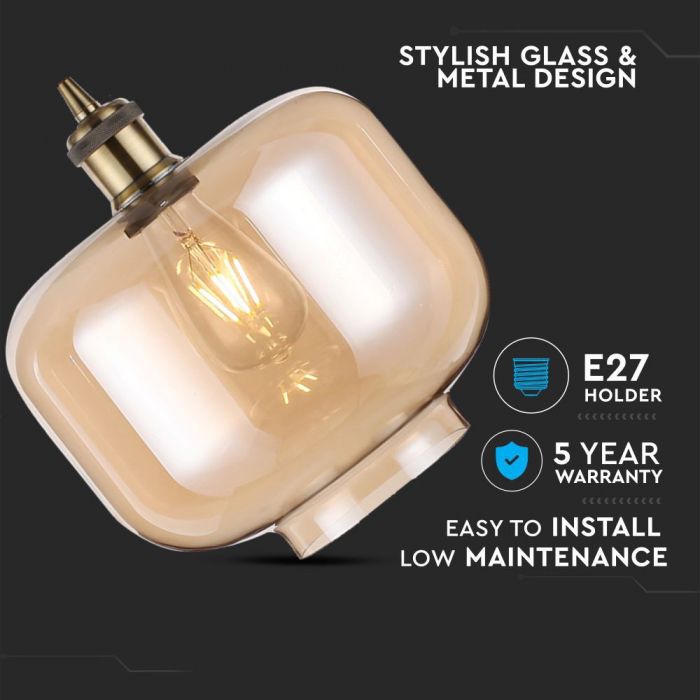 LED E27 PENDANT VINTAGE AMBER 25X28X118 GLASS