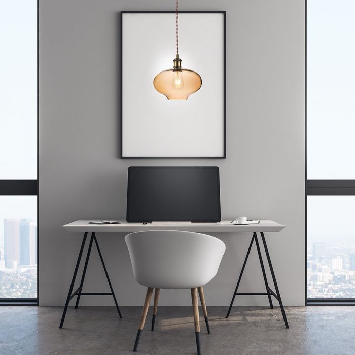LED E27 PENDANT VINTAGE LIGHT AMBER 26X26X115 GLASS