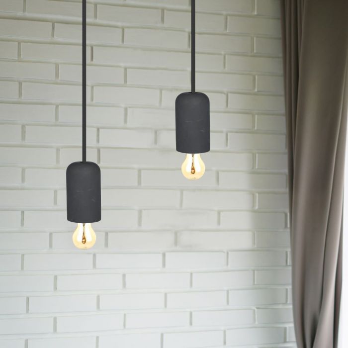 LED E27 PENDANT BLACK 95X50X1050 CONCRETE