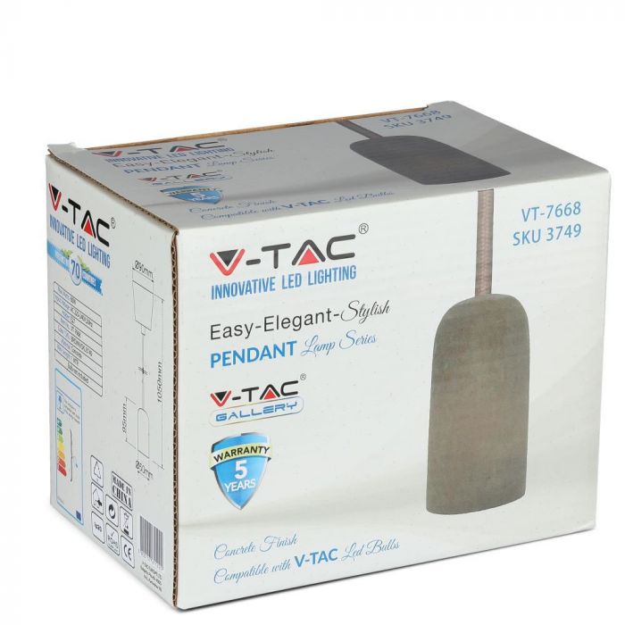 LED E27 PENDANT BROWN 95X50X1050 CONCRETE