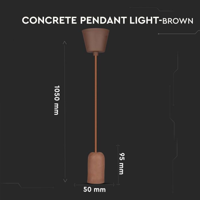 LED E27 PENDANT BROWN 95X50X1050 CONCRETE