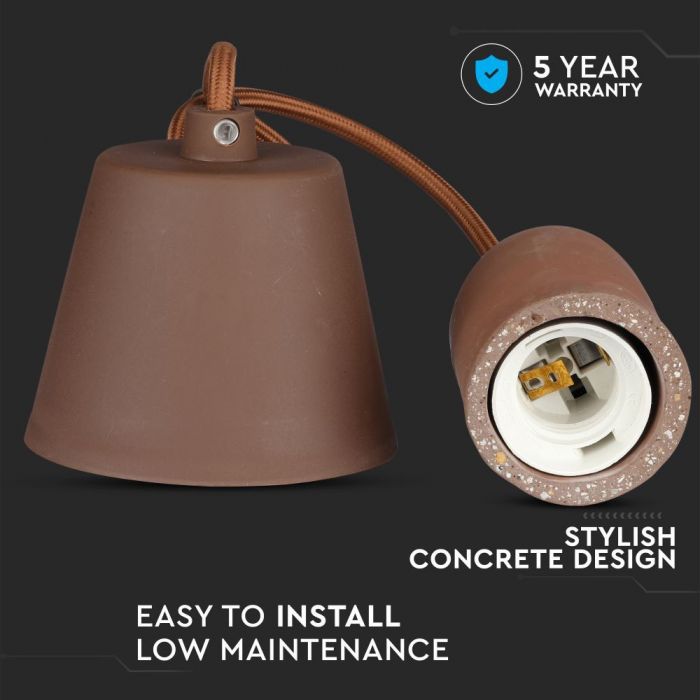 LED E27 PENDANT BROWN 95X50X1050 CONCRETE