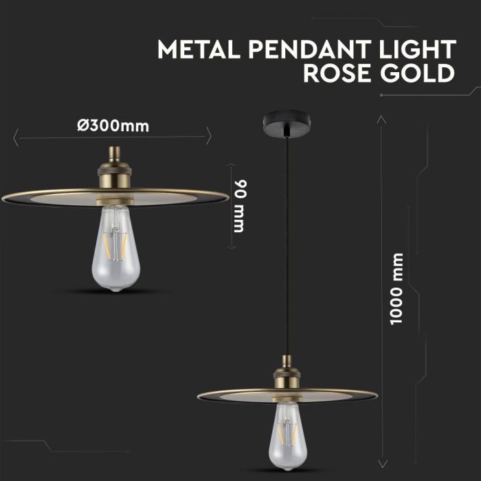 LED E27 PENDANT ROSE GOLD 30X9X100 METAL