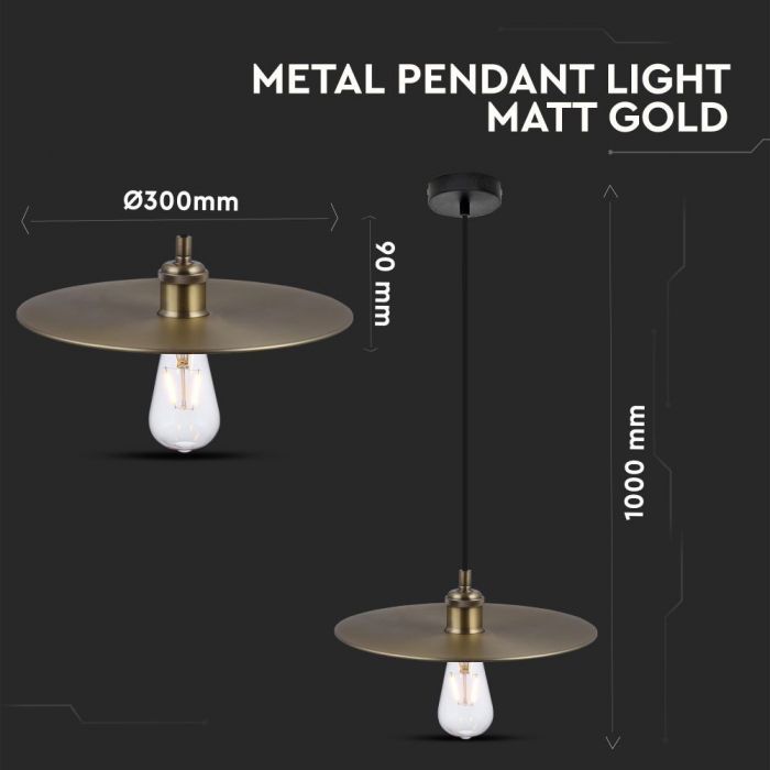 LED E27 PENDANT MATT GOLD 30X9X100 METAL