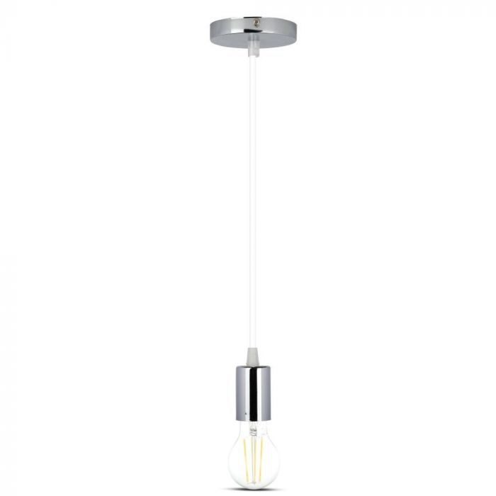 LED E27 PENDANT CHROME METAL 36X60 LIGHT WHITE