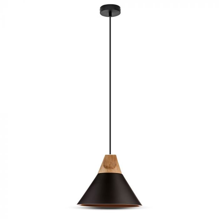 Modern Black Wooden Top Pendant 260mm