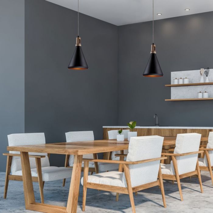 LED E27 PENDANT MODERN BLACK 20X40X120 WOODEN TOP
