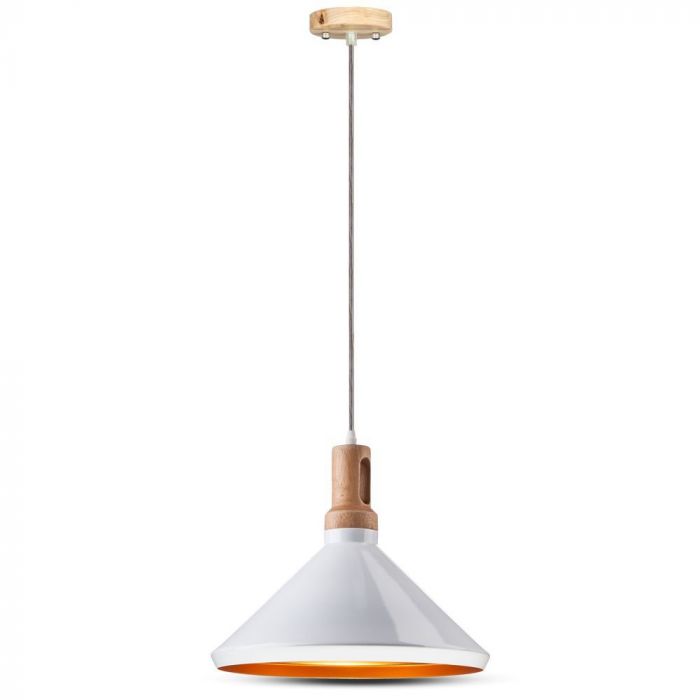 Modern Long White Wooden Top Pendant