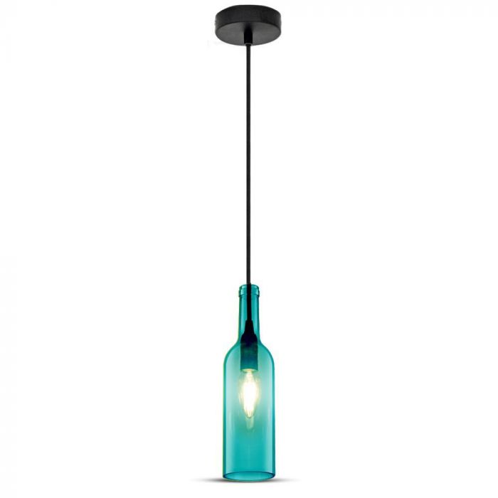 LED E27 PENDANT BOTTLE LIGHT BLUE 7X28X115 GLASS