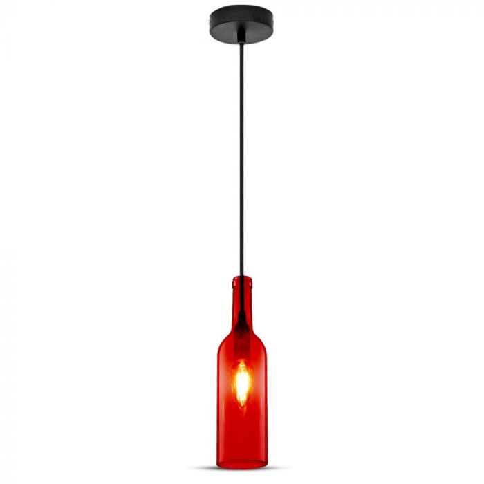 LED E27 PENDANT BOTTLE LIGHT RED 7X28X115 GLASS