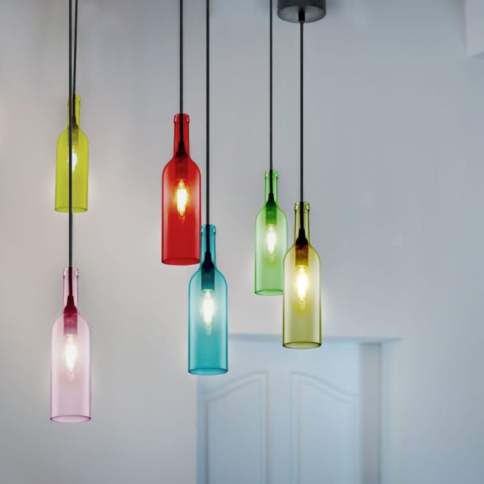 LED E27 PENDANT BOTTLE LIGHT AMBER 7X28X115 GLASS
