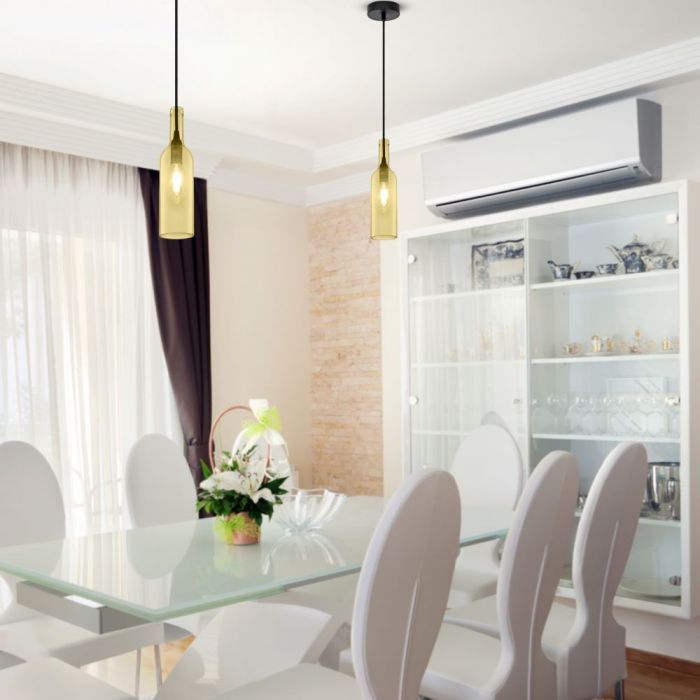 LED E27 PENDANT BOTTLE LIGHT AMBER 7X28X115 GLASS