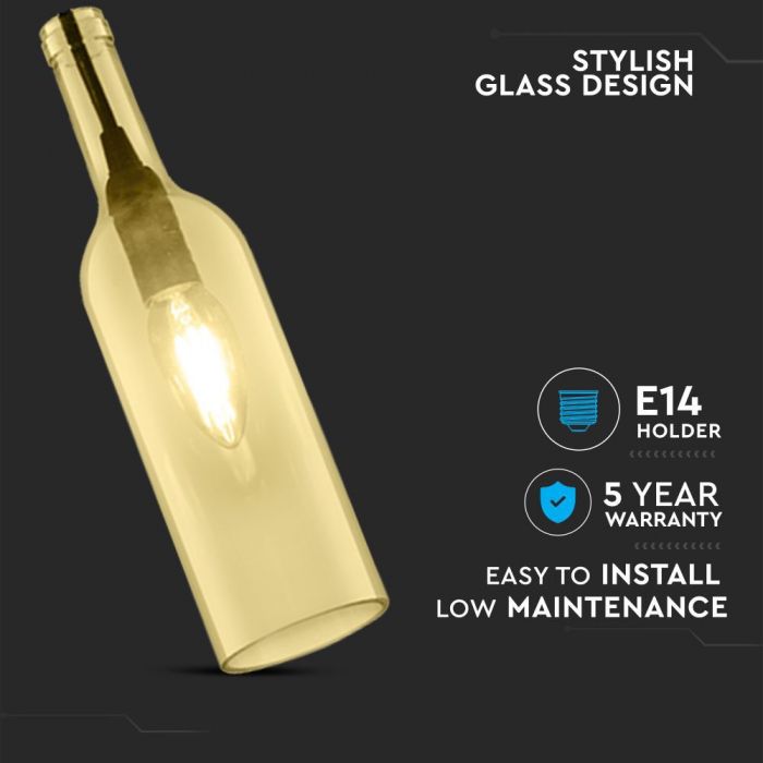 LED E27 PENDANT BOTTLE LIGHT AMBER 7X28X115 GLASS