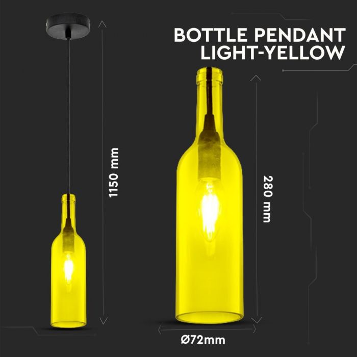 LED E27 PENDANT BOTTLE LIGHT YELLOW 7X28X115 GLASS