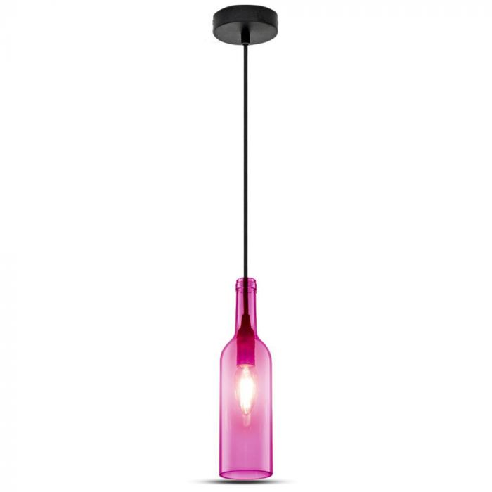 LED E27 PENDANT BOTTLE LIGHT ROSE 7X28X115 GLASS