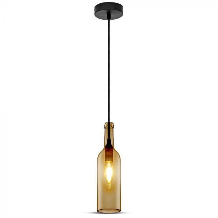 LED E27 PENDANT BOTTLE LIGHT BROWN 7X28X115 GLASS