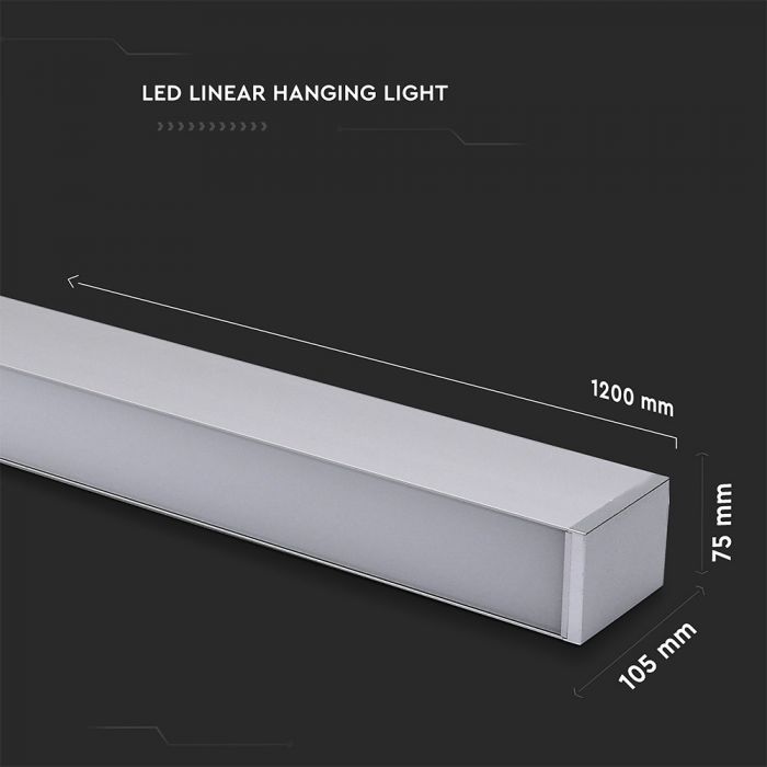 LED Linear Up Down Light SAMSUNG Chip 60W Hanging Silver Body 4000K