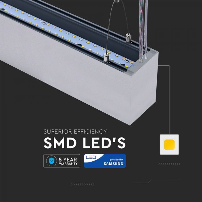 LED Linear Up Down Light SAMSUNG Chip 60W Hanging Silver Body 4000K