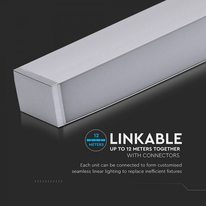LED Linear Up Down Light SAMSUNG Chip 60W Hanging Silver Body 4000K