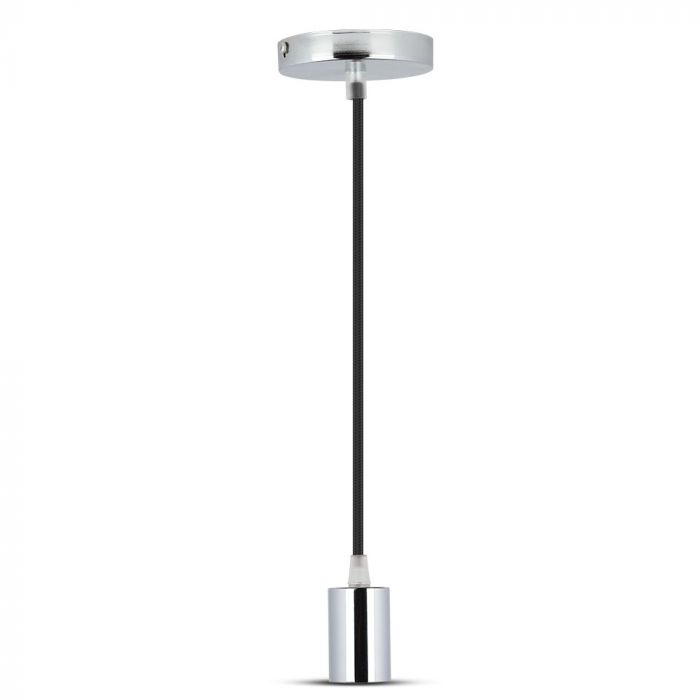 LED E27 PENDANT CHROME METAL 36X60 LIGHT BLACK