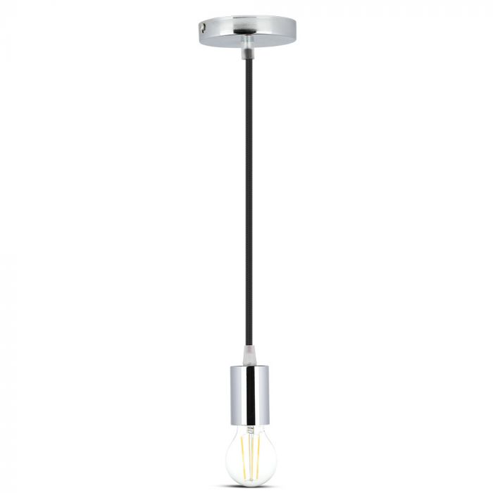 LED E27 PENDANT CHROME METAL 36X60 LIGHT BLACK