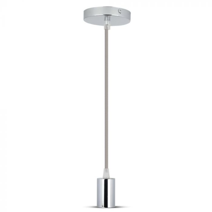 LED E27 PENDANT CHROME METAL 36X60 LIGHT GREY