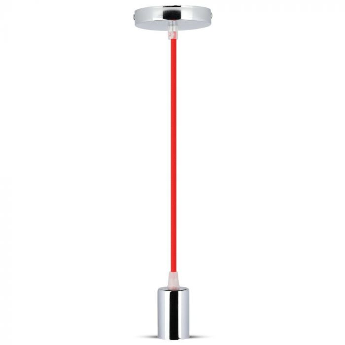LED E27 PENDANT CHROME METAL 36X60 LIGHT RED