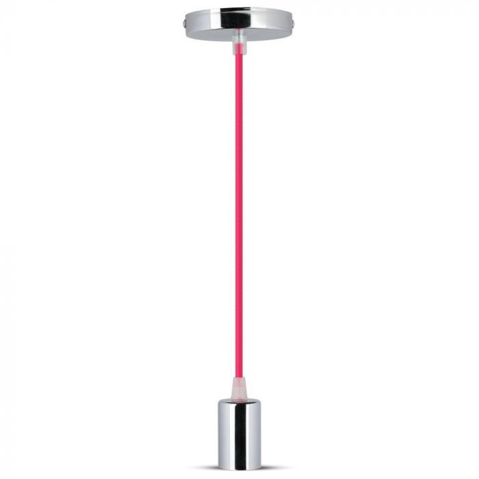 LED E27 PENDANT CHROME METAL 36X60 LIGHT ROSE RED