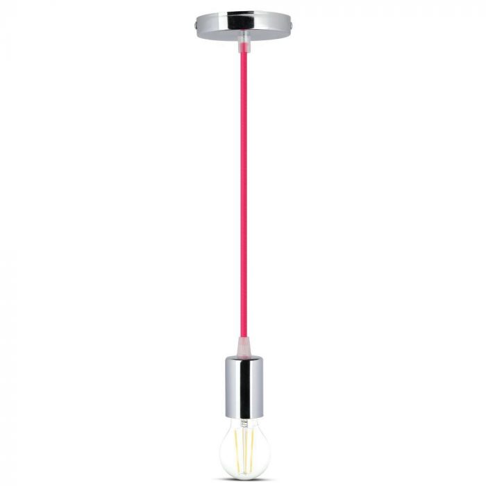 LED E27 PENDANT CHROME METAL 36X60 LIGHT ROSE RED