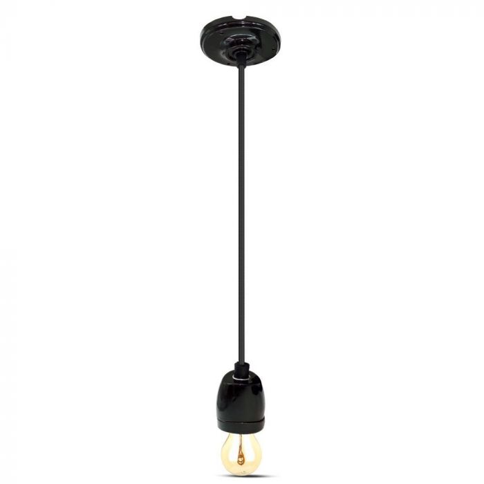 LED E27 HIGH FREQUENCY LAMP HOLDER BLACK 47X64X680 PORCELAIN