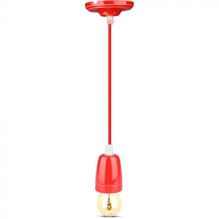 LED E27 HIGH FREQUENCY LAMP HOLDER RED 47X64X680 PORCELAIN