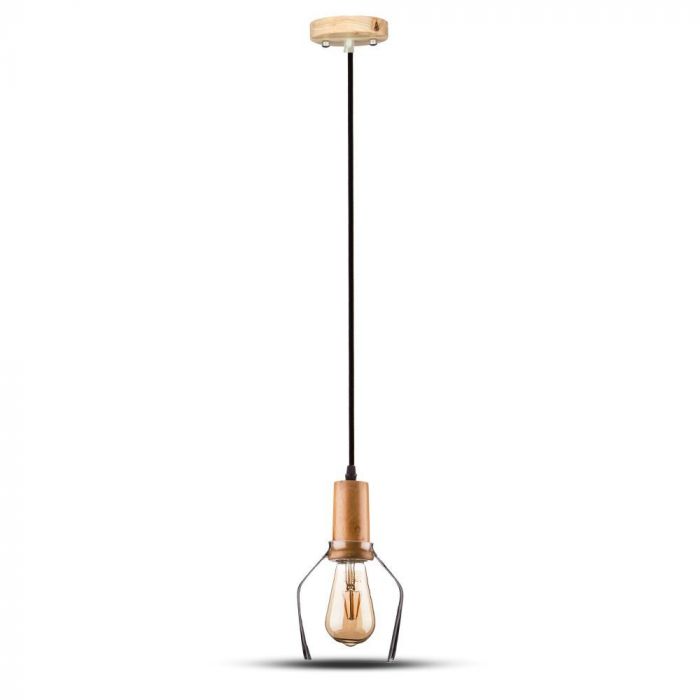 LED E27 PENDANT AMBER 135X240X1150 GLASS WITH WOOD