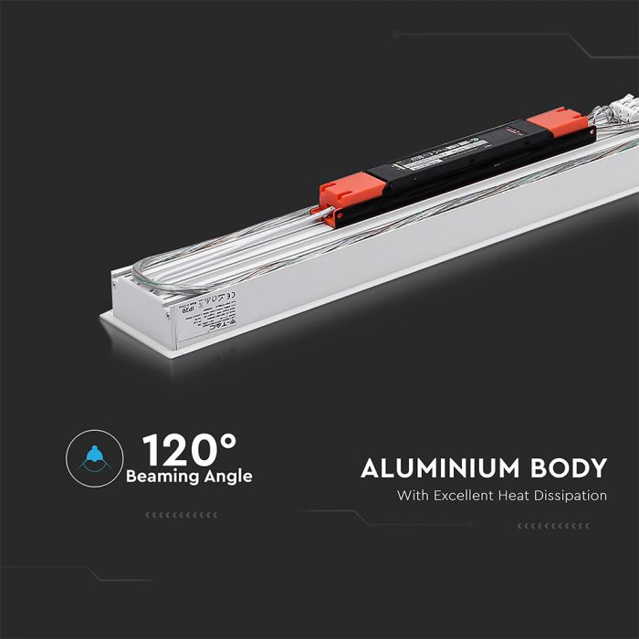 LED LINEAR RECESSED 40W DL 4000lm 120° 1211X90X35 ALUMINIUM SAMSUNG WHITE A++