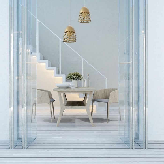 LED E27 PENDANT CHAMPANGE GOLD 20X27X130 MESH METAL