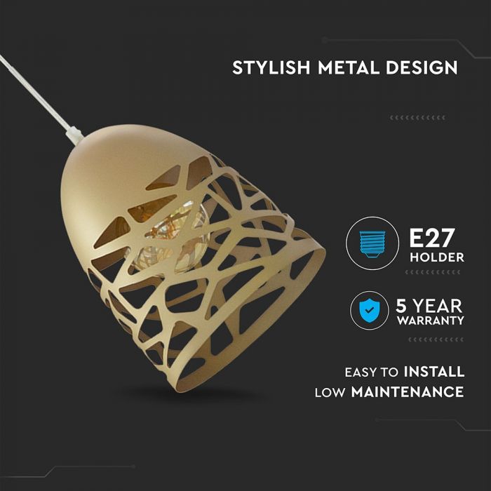 LED E27 PENDANT CHAMPANGE GOLD 20X27X130 MESH METAL