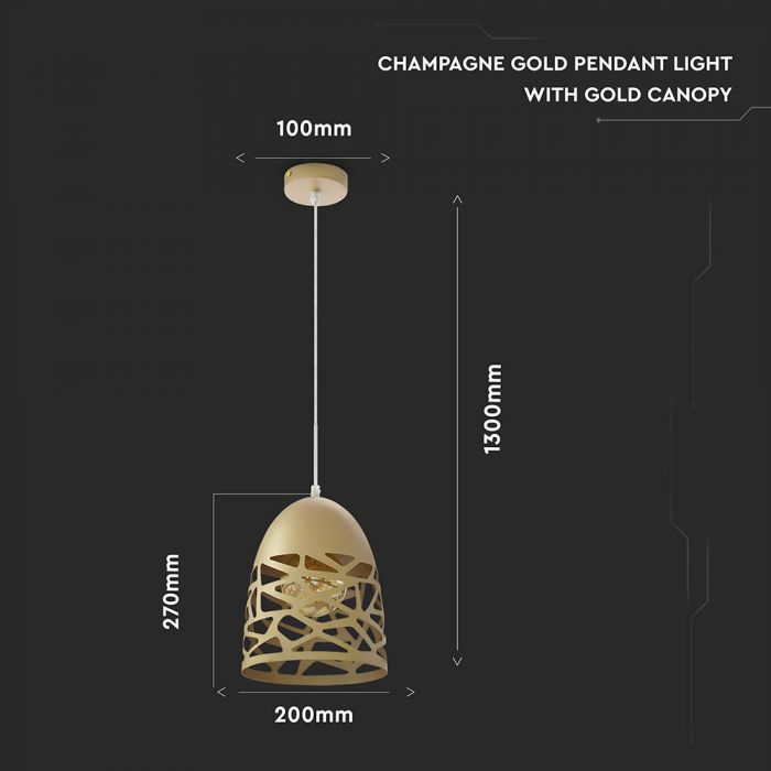 LED E27 PENDANT CHAMPANGE GOLD 20X27X130 MESH METAL