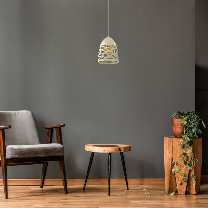 LED E27 PENDANT MAT WHITE 20X27X130 MESH METAL