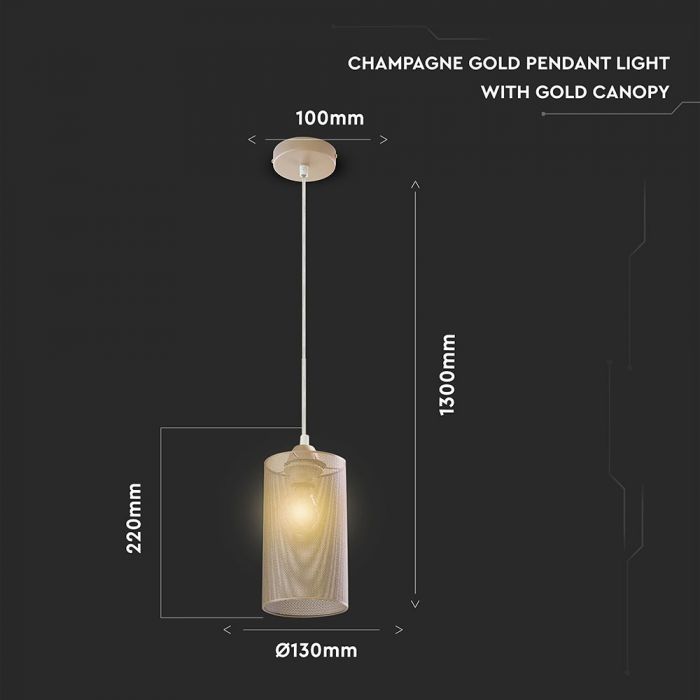 LED E27 PENDANT CHAMPANGE GOLD 13X22X130 CAN SHAPE METAL