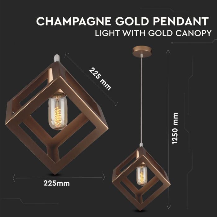 Geometric Pendant Light Champagne Gold Square