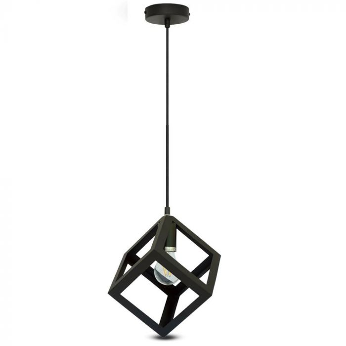 LED E27 PENDANT GEOMETRIC LIGHT MAT BLACK 225X225X1250 METAL