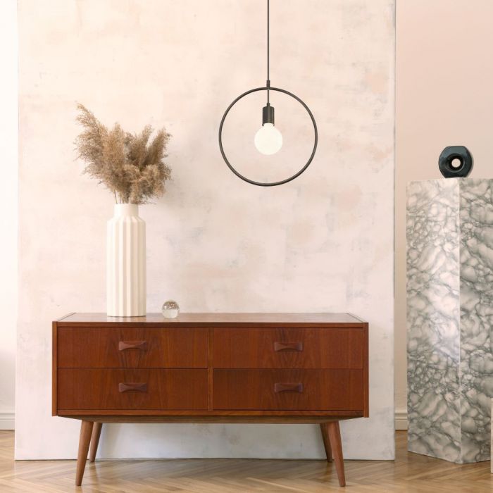 Geometric Pendant Light Matt Black Round