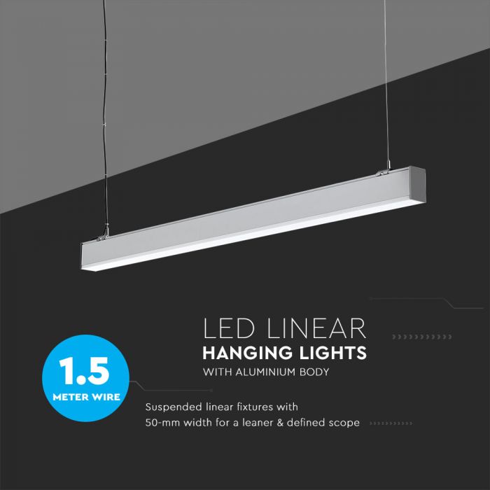 LED LINEAR HANGING SUSPENSION 40W DL 3400lm 120° 1200X50X65 ALUMINIUM SAMSUNG SILVER DIMMABLE A++