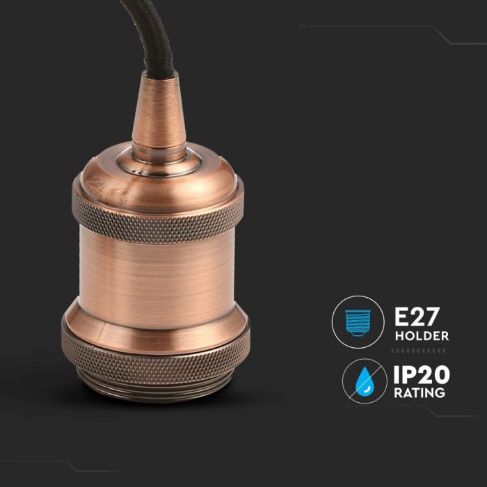 LED E27 HOLDER RED BRONZE 50X90X900 METAL