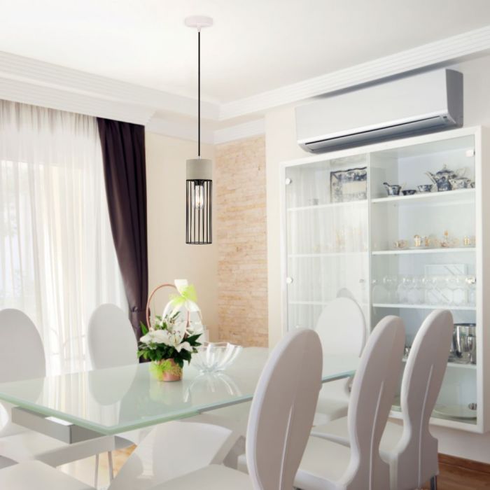 LED E27 PENDANT CONCRETE & MESH 12X38X130 IRON