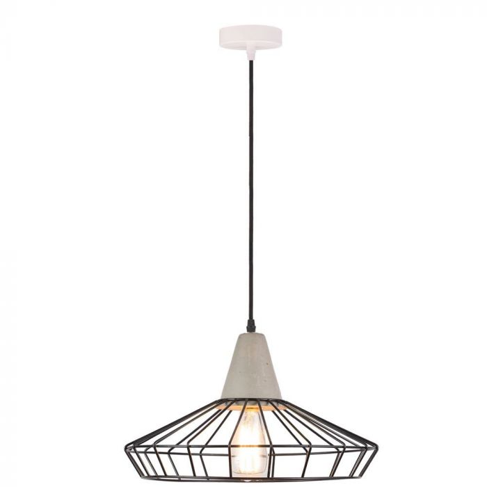 LED E27 PENDANT CONCRETE & MESH 40X25X110 IRON
