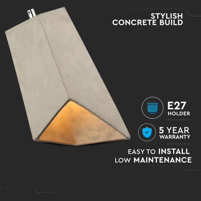 LED E27 PENDANT LAMPSHADE 16X29X125 CONCRETE